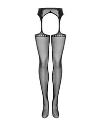 Сітчасті панчохи-стокінги зі стрілкою Obsessive Garter stockings S314 чорні імітація гартерів S/M/L - мініатюра 5