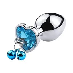 Металеві анальні пробки з підвісками-дзвониками водонепроникні 7 см х 2,8 см бірюзові