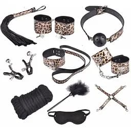 Эротический набор БДСМ для ролевых игр леопард БДСМ набор 10 предметов для ролевых садо-мазо игр Фетиш