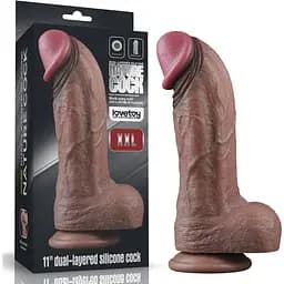 Фалоімітатор Lovetoy Dual Layered Silicone Cock XXL 28 см коричневий