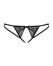 Жіночі стрінги Obsessive Picantina Crotchless Thong Black L/XL - мініатюра 3