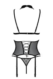 Корсет з відкритими грудьми Passion DOMINICA CORSet S/M black пажі для панчіх стрінги - мініатюра 4