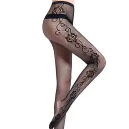 Колготки з візерунком "Троянда" One size Чорний K000680