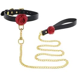 Нашийник з повідцем Taboom Wild Roses Collar Leash чорний