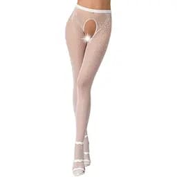Эротические колготки-бодистокинг Passion S019 white имитация трусиков ажурных с доступом в сеточку S/M/L