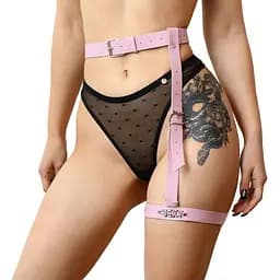 Гартер на ногу Art of Sex - Naomi с надписью Sexy, натуральная кожа, размер XS-2XL, цвет розовый