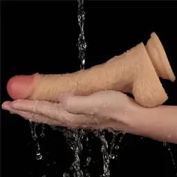 Реалістичний вібратор Vibrating Power Basics Cock 8.5" тілесний - мініатюра 10