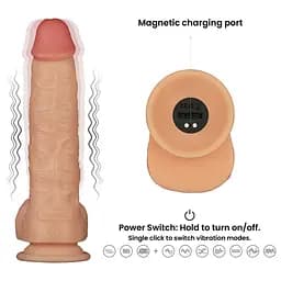 Реалістичний вібратор Vibrating Power Basics Cock тілесний 23.6см - мініатюра 11