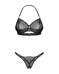 Комплект еротичної білизни Obsessive Iliosa L/XL (чорний) - мініатюра 2