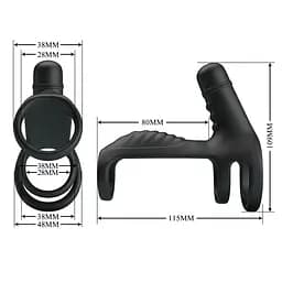 Насадка на пеніс з вібрацією Pretty Love Vibrating Penis Sling 11.5 см чорний - мініатюра 7