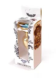 Анальна пробка - Jewellery Gold Plug Light Blue - мініатюра 8