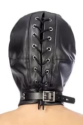 Капюшон з кляпом для БДСМ Fetish Tentation BDSM hood in leatherette with removable gag - мініатюра 2