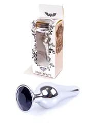 Анальна пробка - Jewellery Silver Long Plug Black - мініатюра 11