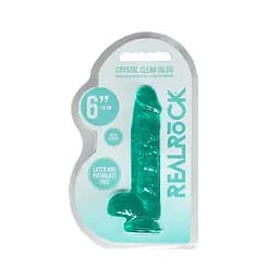 Фалоімітатор Realrock Dildo бірюзовий з мошонкою
