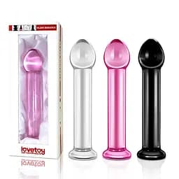 Скляний фалоімітатор LoveToy Glass Romance 16 см рожевий - мініатюра 2