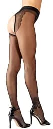Колготки Cottelli Collection Crotchless Tights 4 чорний - мініатюра 3
