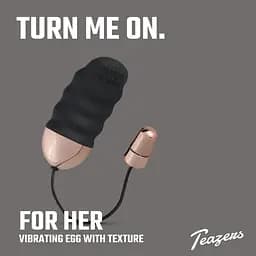 Віброяйце Teazers Ribbed Vibrating Egg, 8 см (чорний) - мініатюра 4