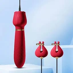 Силіконовий вібратор 2-в-1 з вібро-затискачами для сосків OEM Nipple Clamps 10 режимів Рожевий