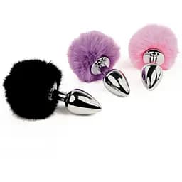 Анальна пробка FeelzToys Bunny Tails Butt Plug Black - мініатюра 4