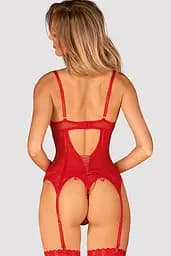 Комплект Obsessive Ingridia corset (Червоний, XS/S) Obsessive 100415 96959 - мініатюра 2