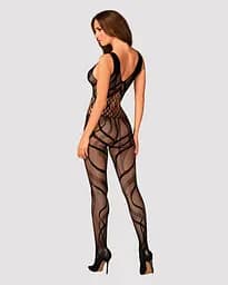 Сітчастий бодістокінг з вирізами та малюнком Obsessive Bodystocking G328 чорний комбінезон S/M/L - мініатюра 4