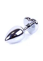 Анальна пробка - Jewellery Silver Heart Plug Black - мініатюра 5