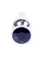 Анальна пробка - Jewellery Silver Long Plug Black - мініатюра 3