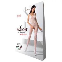 Бодістокінг Passion BS069 комбінезон імітація панчох та боді S/M/L white - мініатюра 5