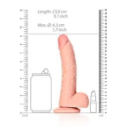 Фалоімітатор RealRock Straight Realistic 8" 23 см (тілесний) - мініатюра 3