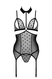 Корсет з відкритими грудьми Passion DOMINICA CORSet XXL/XXXL black пажі для панчіх стрінги - мініатюра 3