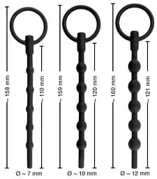 Стимулятор уретри Penisplug Training Set, 3 шт (чорний) - мініатюра 3