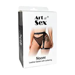 Гартер на ногу Art of Sex - Naomi з написом SEXY, натуральна шкіра, колір рожевий - мініатюра 4