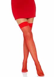 Панчохи Leg Avenue Nylon Fishnet Thigh Highs Red One size - мініатюра 4