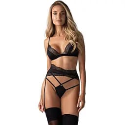 Комплект білизни Obsessive Lobellis XL/2XL чорний