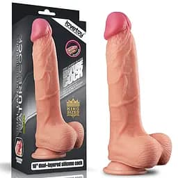 Фалоімітатор - Dual-Layered Silicone Cock 10" Flesh #1 - мініатюра 1
