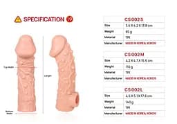 Насадка на пеніс Kokos Penis Sleeve CS 002 L 17.6 см тілесний - мініатюра 3