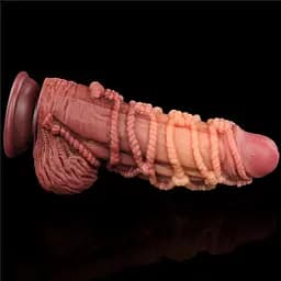 Фалоімітатор - Dual-Layered Silicone Cock With Rope 9.5" Flesh #1 - мініатюра 2