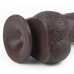 Фалоімітатор LoveToy Sliding Skin з подвійного матеріалу 23 см коричневий - мініатюра 7