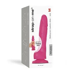 Реалістичний фалоімітатор Strap-On-Me Sliding Skin Realistic Dildo Fuchsia - M, ефект рухомий до - мініатюра 7