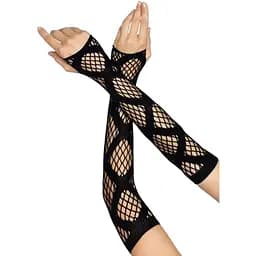 Длинные митенки Leg Avenue Faux wrap net arm warmers One size Black крупная сетка
