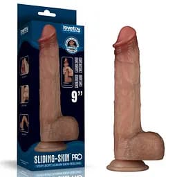 Фалоімітатор - Sliding Skin Pro Dual Layer Silicone Dong 9" Flesh - мініатюра 12