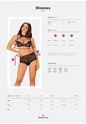 Комплект сексуальної білизни Obsessive Elizenes L/XL чорний - мініатюра 7