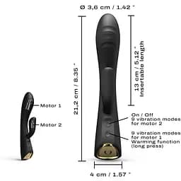 Вібратор-кролик з підігрівом Dorcel Flexi Rabbit Black Гнучкий стовбур - мініатюра 6