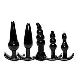 Комплект анальний для стимуляції фігурний силіконовий 5 предметів чорний