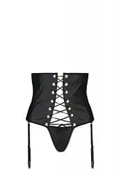 Пояс-корсет із екошкіри Passion Celine Set with Open Bra black шнурівка пажі стрінги 4XL/5XL - мініатюра 3
