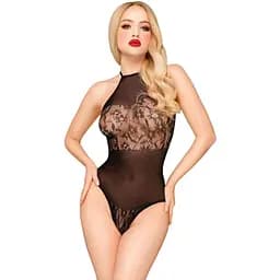 Боди Penthouse Blooming Era Black имитация гипюрового страплесса открытые плечи XL