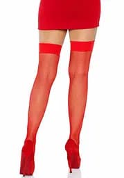 Панчохи Leg Avenue Nylon Fishnet Thigh Highs Red One size - мініатюра 3