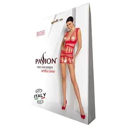 Бодістокінг-сукня Passion BS089 red міні плетіння у вигляді павутиння One size - мініатюра 6