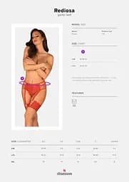 Пояс для панчох Obsessive Rediosa S/M червоний - мініатюра 7