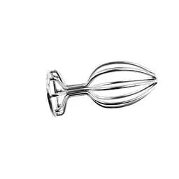 Пробка анальная фигурная ребристая стальная SexyFire L 3,7 см металлик